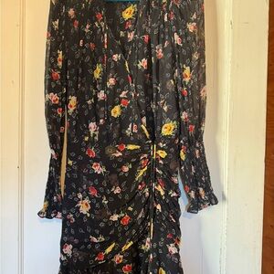 Veronica Beard Black and Yellow Floral Mini Dress